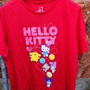 Hello Kitty Red  Tee with Colorful Characters Woman Size